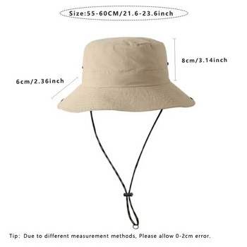 2023 Нова лятна дамска шапка с кофа Водоустойчива сгъваема 6 см шапка с периферия Слънчева шапка с възможност за окачване на открито планински къмпинг UV защита Капачка за мивка