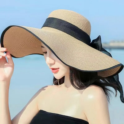 Ljeto slamnati šešir na plaži u korejskom stilu uz more s velikim obodom na otvorenom za zaštitu od sunca šešir za sunčanje odmor sklopivi slamnati šešir 여름모자 모자