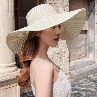 Ljeto slamnati šešir na plaži u korejskom stilu uz more s velikim obodom na otvorenom za zaštitu od sunca šešir za sunčanje odmor sklopivi slamnati šešir 여름모자 모자