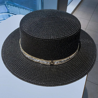 Ljetni PP crno-bijeli slamnati šešir Šešir za sunčanje Krema za sunčanje odmor na morskoj plaži s velikim obodom ljetni šešir za sunce Šešir za sunce