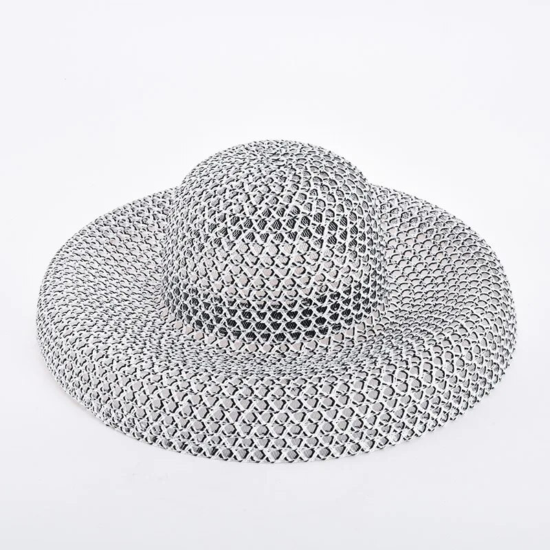 Ljetni PP crno-bijeli slamnati šešir Šešir za sunčanje Krema za sunčanje odmor na morskoj plaži s velikim obodom ljetni šešir za sunce Šešir za sunce