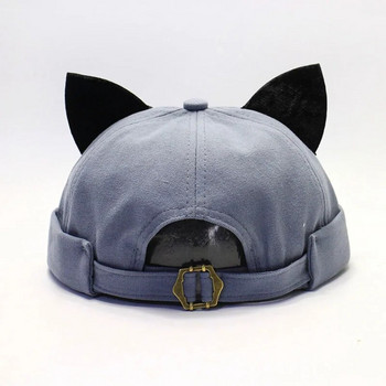 Y2K Hip Hop Caps Χαριτωμένα καπέλα αυτιών γάτας Ανδρικό ρετρό καπέλο Γυναικείο καπέλο χωρίς γείσο, μονόχρωμο καπό πανκ Harajuku Beanies