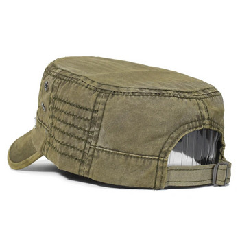Изпрани памучни военни шапки Мъжки кадетски армейски шапки Уникален дизайн Винтидж плосък цилиндър