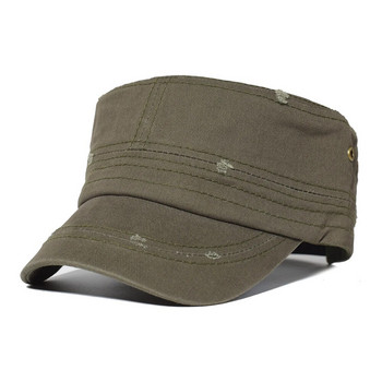 Πλυμένα βαμβακερά στρατιωτικά καπέλα Ανδρικό καπέλο στρατού Cadet Μοναδικής σχεδίασης Vintage Επίπεδο Καπέλο