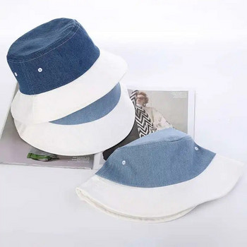 2021 Дамска лятна памучна шапка с кофа Елегантна дънкова плат Плажна шапка Козирка Летни шапки за жени Хип-хоп