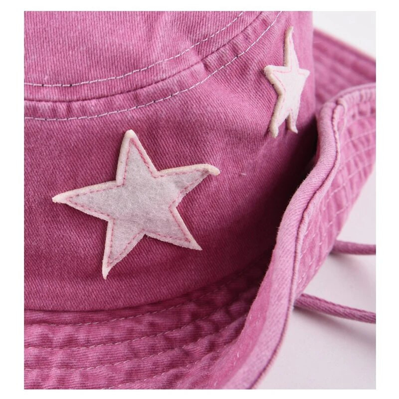 Nauja Y2K Lady Cow Bucket kepurė moterims INS Madinga, madinga džinsinė žvejo kepurė Retro žvaigždės lauko alpinizmo kepurė su dideliais kraštais