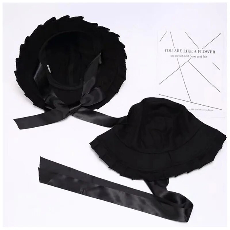 Vasarinė korėjietiška kepurė, moteriška, miela raukiniai, plataus krašto skrybėlės dirželis žvejo kepurė Japoniška minkšta mergina laisvalaikio universali kepurė nuo saulės