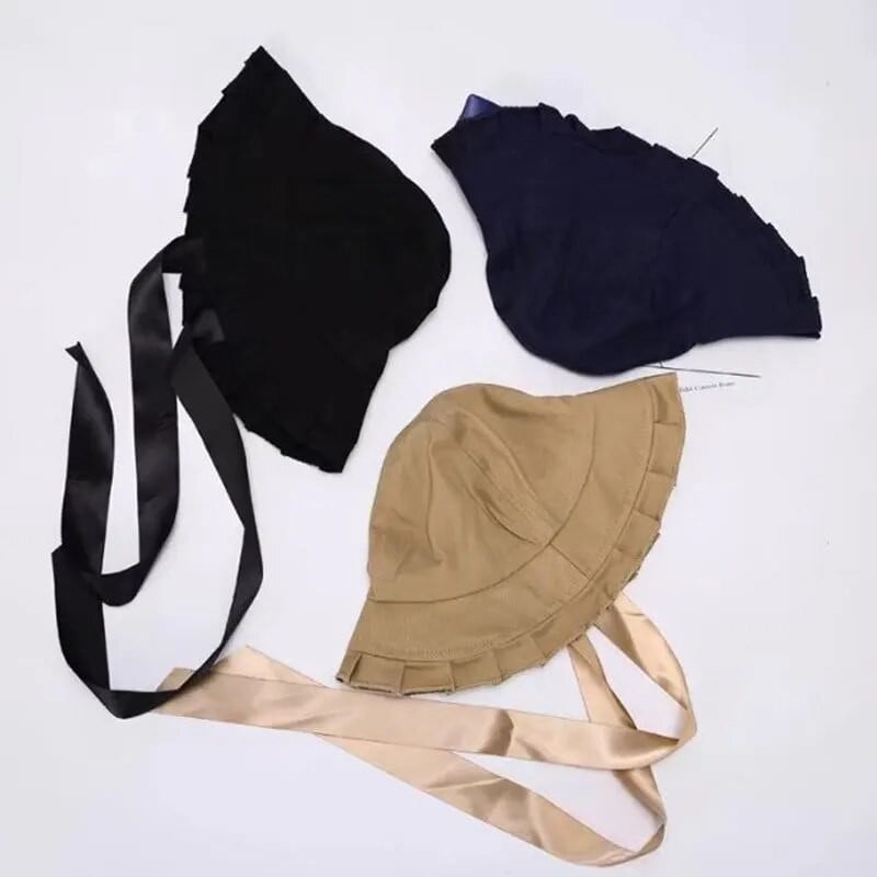 Vasarinė korėjietiška kepurė, moteriška, miela raukiniai, plataus krašto skrybėlės dirželis žvejo kepurė Japoniška minkšta mergina laisvalaikio universali kepurė nuo saulės