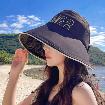 Празна памучна рибарска шапка с бродерия с букви за жени Шапка за риболов на открито Ежедневна шапка с кофа от панама Дамска слънцезащитна шапка