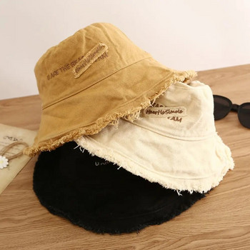 Αθλητισμός Απλό Κέντημα Χώμα γράμμα αντηλιακό κουβά Καπέλο μόδας Γυναικείο καπέλο Καπέλο κορεατικού στιλ