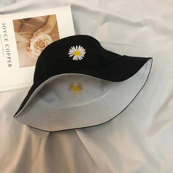 2021 Άνοιξη Γυναικείες Καπέλα ψαρέματος με κουβά Αντηλιακό αντηλιακό καπέλο Μικρές μαργαρίτες Φόρεμα διπλής όψης Άνοιξη κυρία ψαράδικο καπέλο