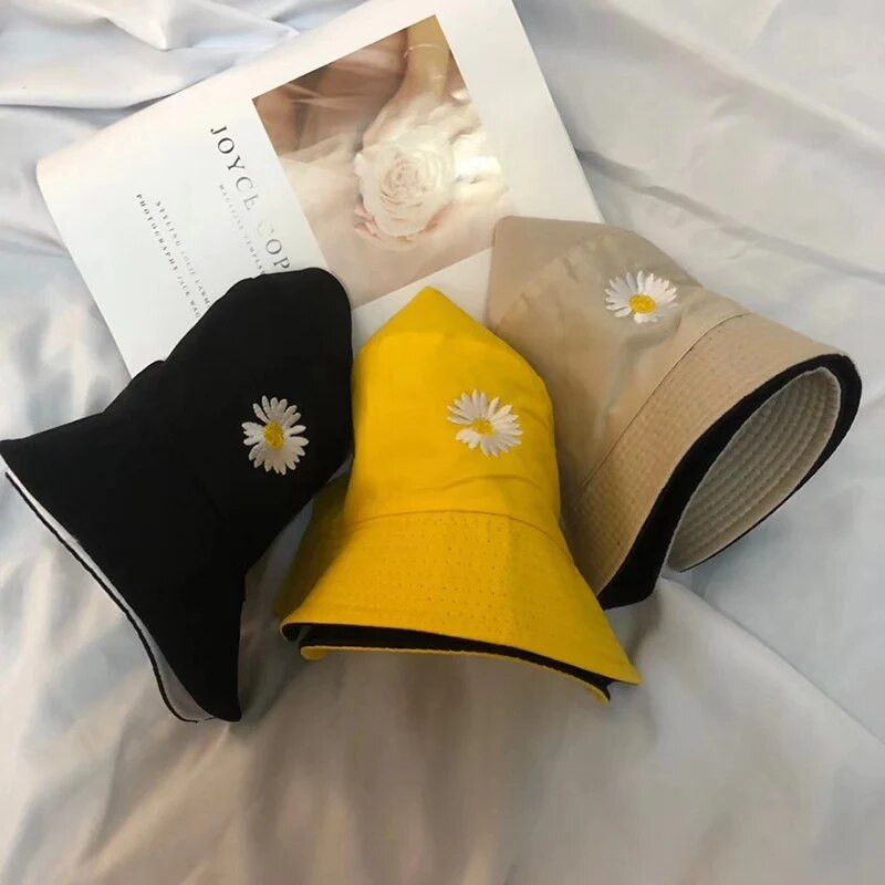 2021 m. pavasario moterys Žvejyba kibiru Kepurės Apsauginis kremas nuo saulės Mažos ramunės Dvipusis dėvėjimas Pavasario ponios žvejo kepurė