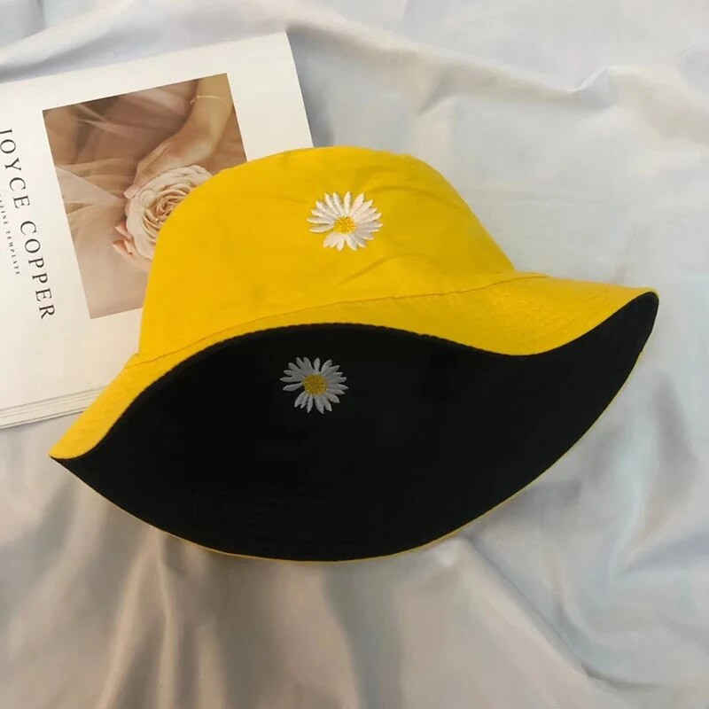 2021 m. pavasario moterys Žvejyba kibiru Kepurės Apsauginis kremas nuo saulės Mažos ramunės Dvipusis dėvėjimas Pavasario ponios žvejo kepurė