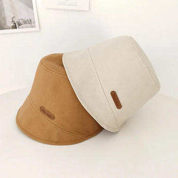 Лятна дамска шапка тип кофа Едноцветна рибарска шапка за женска панама Корейски сгъваеми широкополи памучни слънцезащитни шапки