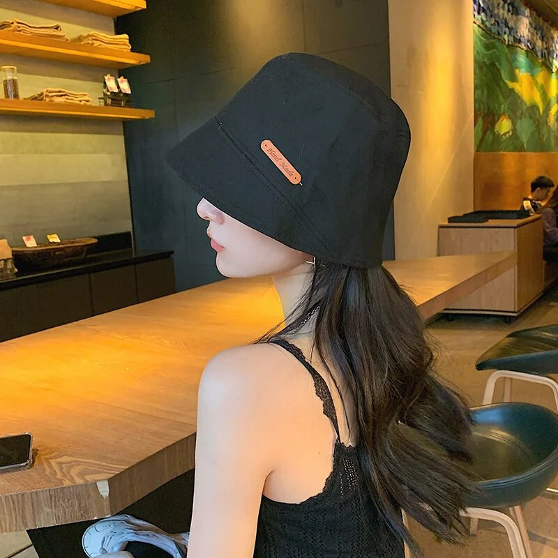 Vasarinė moteriška kibiro kepurė Vienspalvė žvejo kepurė, skirta Panamos korėjietiškoms sulankstomos plataus krašto medvilninėms kepurėms nuo saulės