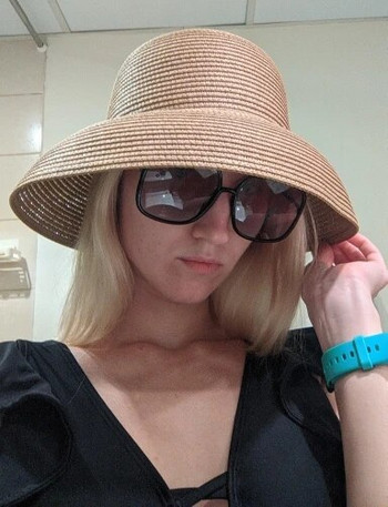 Ръчно изработена дамска лятна слънчева шапка в японски стил Хепбърн с големи стрехи Плажна слънчева шапка Празнична сгъната рибарска шапка Темперамент Плоска шапка