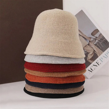 Шапка-кофа Дамска универсална шапка за мивка Корейска мода Японска шапка Ретро есенна и зимна плетена шапка-кофа Модна слънцезащита