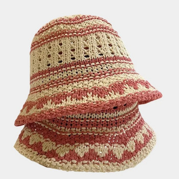 Лятна шапка за жени Ръчно изработена, плетена на една кука дишаща шапка-кофа от памук и лен Женска модерна рибарска шапка Черна шапка за мивка