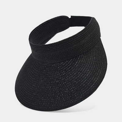 Vasarinė kieta skrybėlė nuo saulės šiaudinė skrybėlė sulankstomas viršutinis skydelis moterims 01