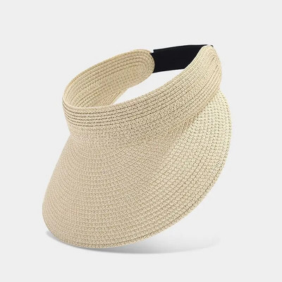 Vasarinė kieta skrybėlė nuo saulės šiaudinė skrybėlė sulankstomas viršutinis skydelis moterims 01