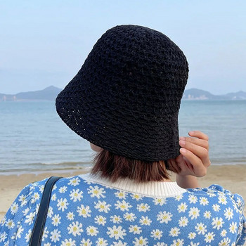 MAXSITI U Дишаща куха плетена шапка-кофа Дамска модна шапка за мивка тънка рибарска шапка за пролет и лято