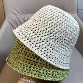 MAXSITI U Πλεκτό καπέλο κουβά για γυναίκες καλοκαιρινός κοίλος χώρος που αναπνέει καπέλο ψαρά 2023 μοντέρνο καπέλο λεκάνης ροζ παναμάς