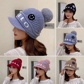 Modne ženske kape s pomponima za djevojke Zimska topla zadebljana kapa Elegantne kape s kapom Ležerna pletena kapa za van