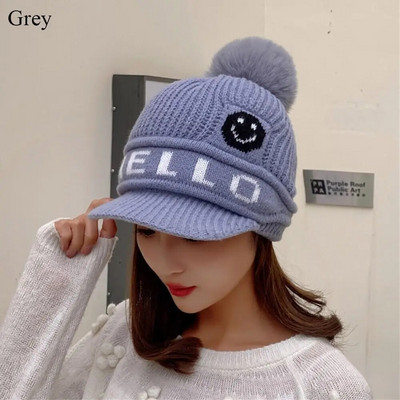 Modne ženske kape s pomponima za djevojke Zimska topla zadebljana kapa Elegantne kape s kapom Ležerna pletena kapa za van