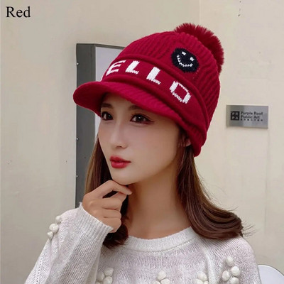 Modne ženske kape s pomponima za djevojke Zimska topla zadebljana kapa Elegantne kape s kapom Ležerna pletena kapa za van