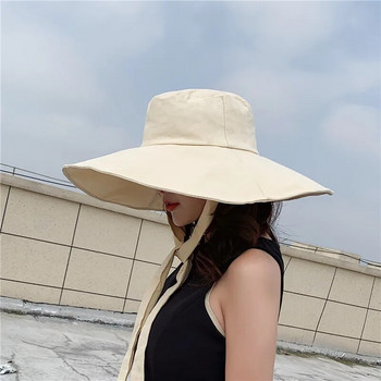 Καπέλο καλοκαιρινής παραλίας με μεγάλο γείσο Γυναικείο καπέλο παραθαλάσσιου ταξιδιού για εξωτερικούς χώρους Αντηλιακό καπέλο ψαρά Κορέα Πτυσσόμενο καπέλο ηλίου Καπέλο Παναμά