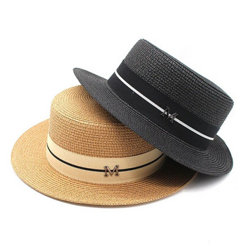 Шапка за жени Панама Шапка Лятна плажна шапка Дамска ежедневна дамска сламена шапка с плоска периферия Шапка за слънчеви бани за възрастни Chapeu Feminino