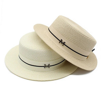 Καπέλο για γυναίκες Panama Καπέλο καλοκαιρινό καπέλο παραλίας Γυναικείο Casual Lady Flat Brim Ψάθινο καπέλο για ενήλικες Chapeu Feminino