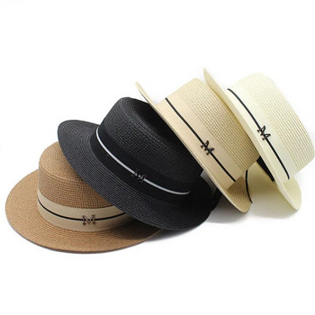 Καπέλο για γυναίκες Panama Καπέλο καλοκαιρινό καπέλο παραλίας Γυναικείο Casual Lady Flat Brim Ψάθινο καπέλο για ενήλικες Chapeu Feminino