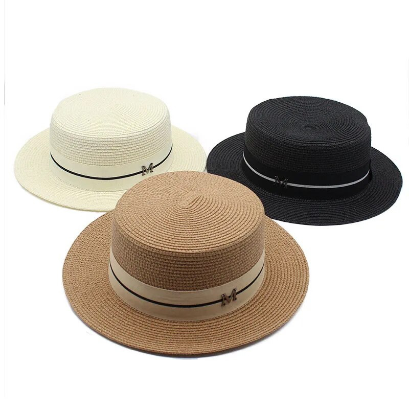 Kepurė moterims Panamos kepurė Vasarinė paplūdimio kepurė moteriška laisvalaikio moteriška plokščia kraštinė šiaudinė kepurė suaugusiems kepurė nuo saulės Chapeu Feminino