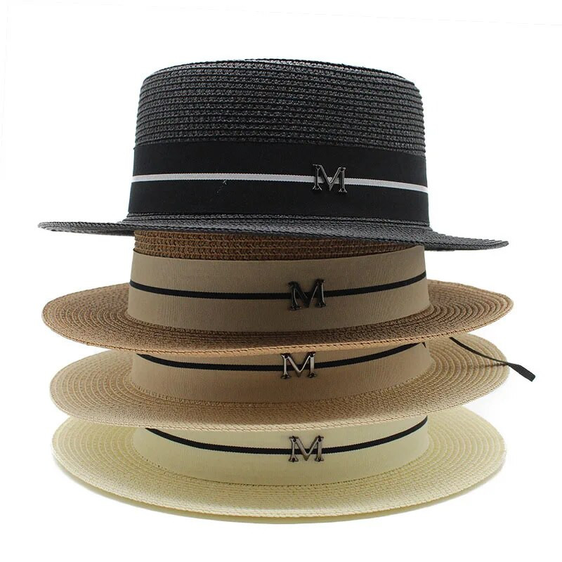 Kepurė moterims Panamos kepurė Vasarinė paplūdimio kepurė moteriška laisvalaikio moteriška plokščia kraštinė šiaudinė kepurė suaugusiems kepurė nuo saulės Chapeu Feminino