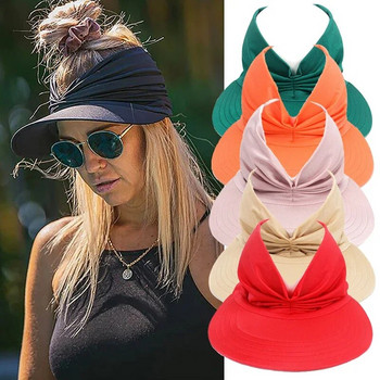 Лятна шапка за слънце Гъвкава шапка за възрастни за жени Анти-UV широка периферия Шапка с козирка Лесна за носене Шапки за пътуване Модни шапки за защита на плажа