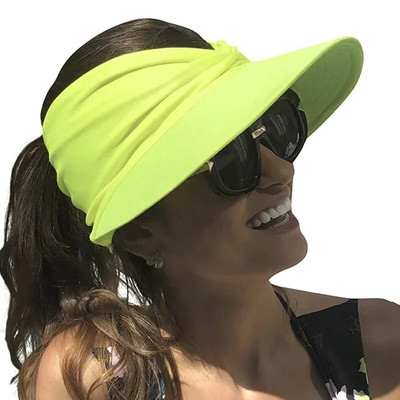 Vasarinė skrybėlė nuo saulės Lankstus dangtelis suaugusiems moterims Anti-UV plataus krašto skrybėlė Lengva nešioti Kelioninės kepuraitės Madingos paplūdimio apsauginės kepurės