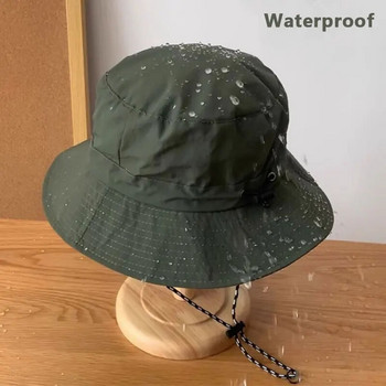 Нов стил Водоустойчива рибарска шапка Дамска лятна слънцезащитна анти-UV защита Къмпинг Туристически шапки Мъжка панамска кофа Външна шапка