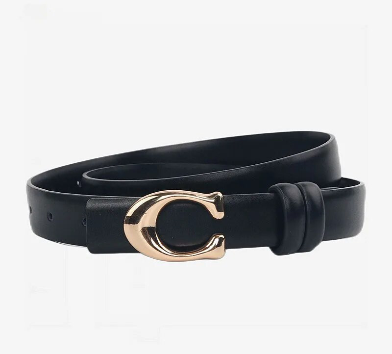 Ženski tanki remen s kopčom u obliku slova C za traperice Visokokvalitetna PU koža Luksuzni dizajnerski brend Odvojivi dvostrani traper remen