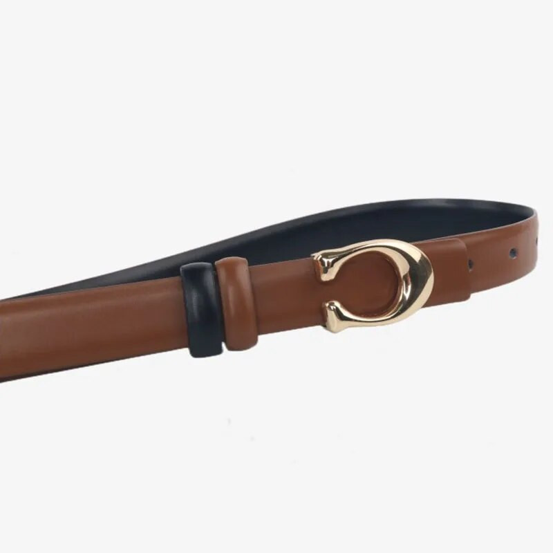 Ženski tanki remen s kopčom u obliku slova C za traperice Visokokvalitetna PU koža Luksuzni dizajnerski brend Odvojivi dvostrani traper remen