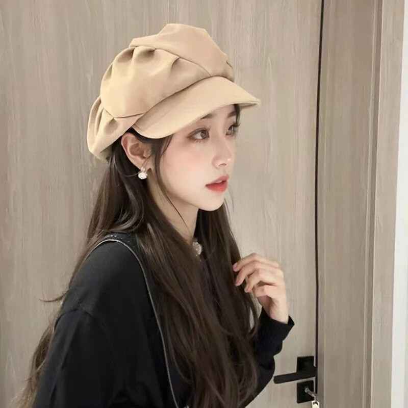 Beretă de epocă pentru femei, toamnă iarnă, șapcă octogonală caldă pentru femei, coreeană, culoare solidă, pălării știri, fete, șapci de pictor Gorras