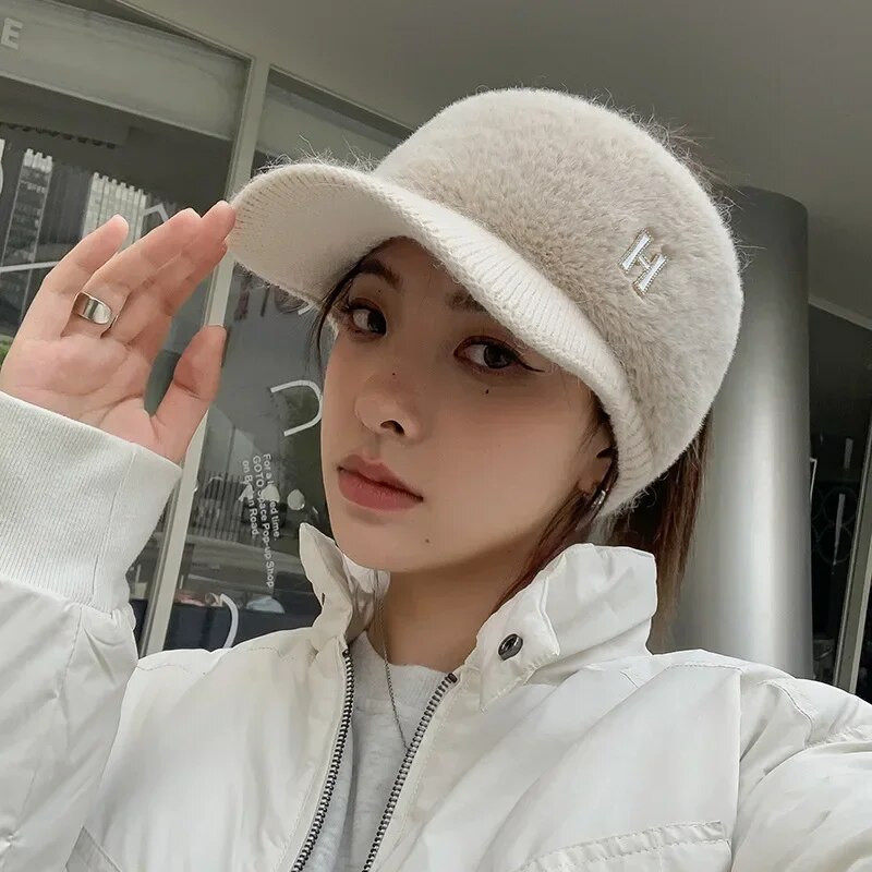 Γυναικεία καπέλα 2023 Μόδα γράμμα βελούδινο πλεκτό καπέλο χειμώνα Ζεστό χοντρό ποδηλατικό καπέλα μπέιζμπολ αλογοουρά Καπέλο χειμωνιάτικο καπέλο Gorras Hombre