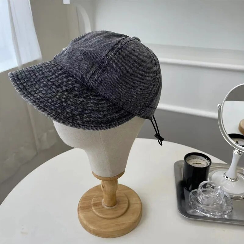 Divat farmer szemellenzők kacsacsőrű kalap beállítható húzózsinór széles karimájú retro koreai nyári napsapka csúcsos sapka kék kazetta nőknek