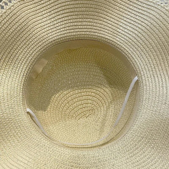 Ανοιξιάτικο και Καλοκαίρι Γυναικείο καπέλο ηλίου με μεγάλο παπιγιόν, ψάθινο καπέλο ήλιου με σκιά από μπαμπού, καπέλο ψαρά, καπέλο ψαρέματος εξωτερικού χώρου Panama