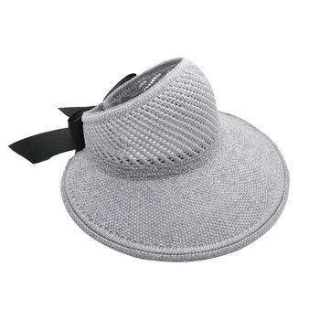 Πτυσσόμενα φαρδιά ψάθινα καπέλα Γυναικεία αλεξήλια, 2024 Καπέλο παραλίας με φιόγκο, καλοκαιρινό Chapeu Praia Γυναικείο καπέλο Sombrero Mujer Para El Sol