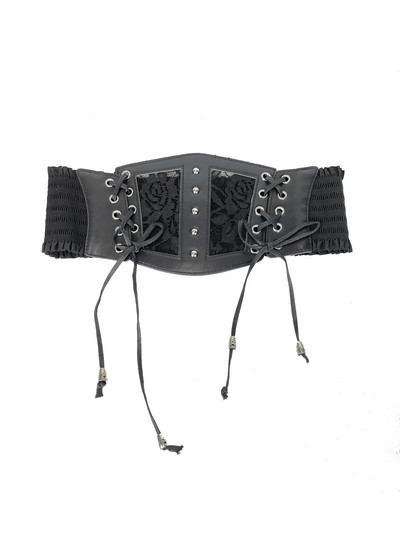 Nėriniai dirželiai, odinis juosmens užsegimas, moteriška puošmena, formuojantis korpusas, juosmens užsegimas, juodas europietiškas ir amerikietiškas vintažinis metalas b