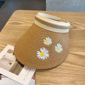 Lady Summer Empty Top šešir sa šiltom za sunce Ljetna slamnata kapa sa širokim obodom šešira sa UV zaštitom