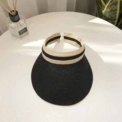 Lady Summer Empty Top šešir sa šiltom za sunce Ljetna slamnata kapa sa širokim obodom šešira sa UV zaštitom