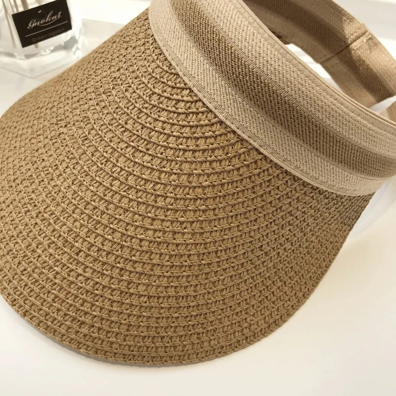 Lady Summer Empty Top šešir sa šiltom za sunce Ljetna slamnata kapa sa širokim obodom šešira sa UV zaštitom