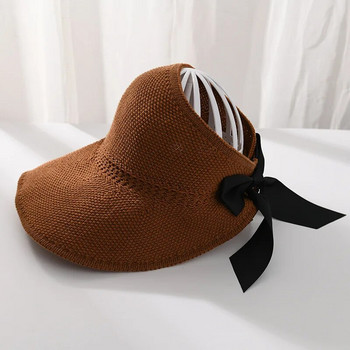 Καλοκαιρινά γυναικεία καπέλα ηλίου με μεγάλο γείσο Κλασικό παπιγιόν Πτυσσόμενο ψάθινο καπέλο μόδας Casual καπέλο παραλίας εξωτερικού χώρου για γυναίκες Καπέλο με προστασία UV